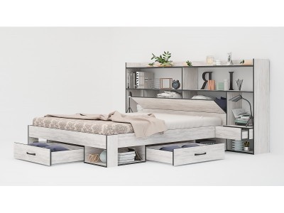 Κρεβάτι LIGHT με συρτάρια, μπαούλο  και σύνθετο 